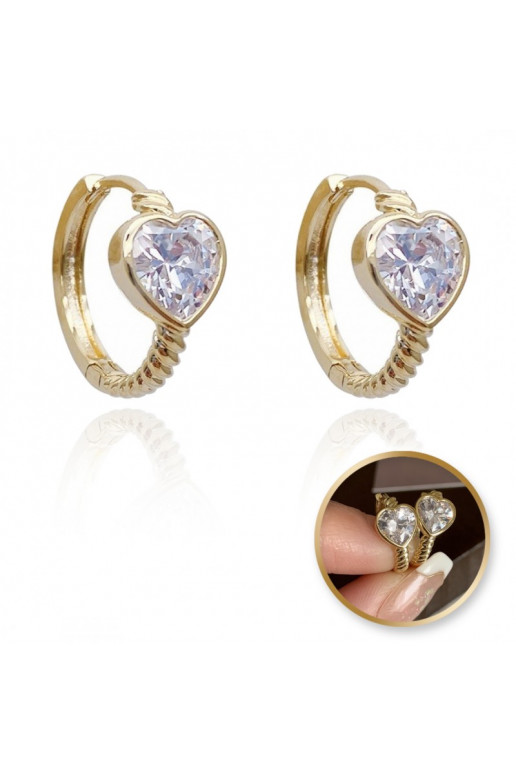 Stainless steel earrings platerowane 14k , cyrkonie Hearts KST3339