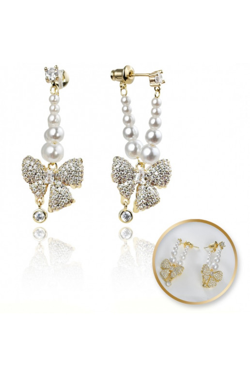 Earrings KOKARDY andstali  platerowane 14k , perły andcyrkonie KST3342