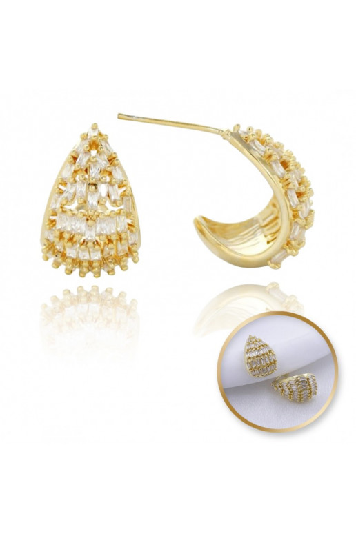 gold color-plated stainless steel earrings cover with gold withcyrkoniami,  KST3369