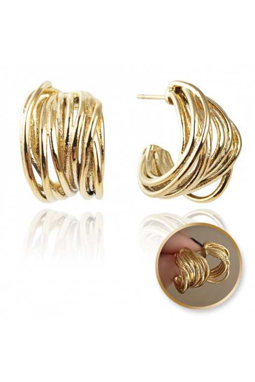 gold color-plated stainless steel earrings cover with gold withcyrkoniami,  KST2973