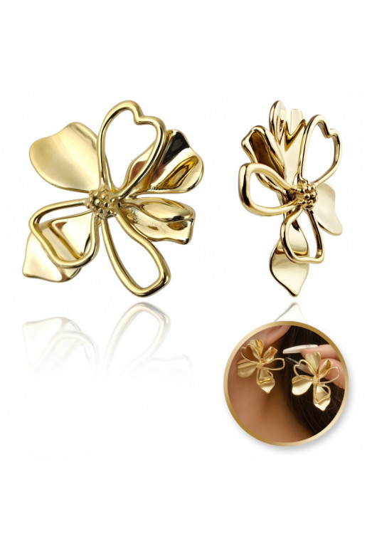 Earrings with flowers andstali  platerowane cover with gold,  KST3399