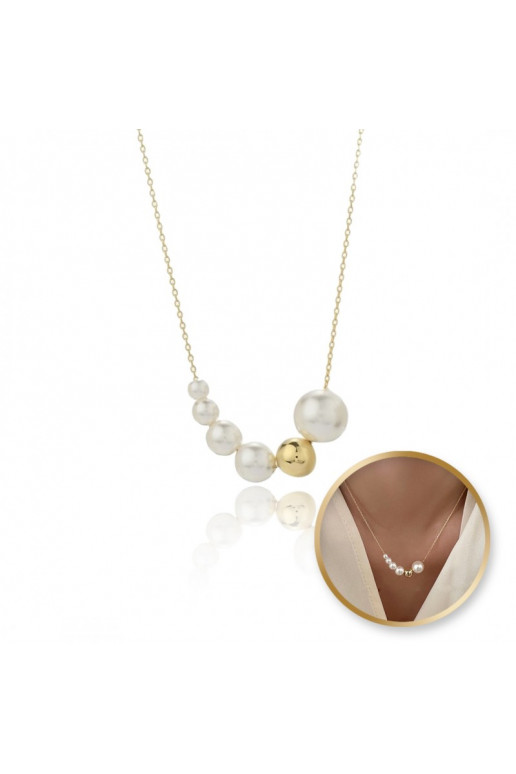 Necklace from stainless steel , with imitation pearls NST2171