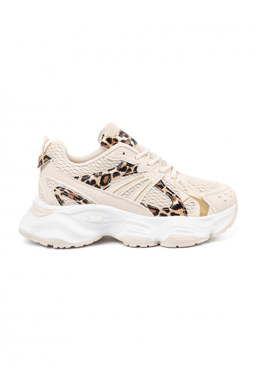 Sneakers model shoes beige ze zwierzęcym motywem
