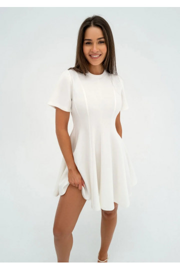 Nela - Ecru mini flared dress 2