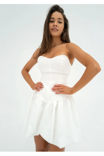 Leyna - Ecru mini bomb dress 2