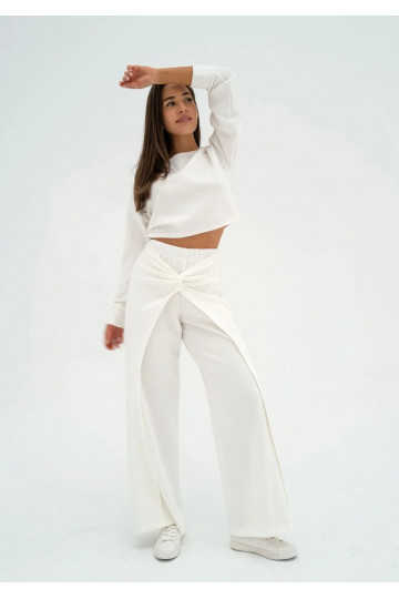 Jase - Ecru draped trousers