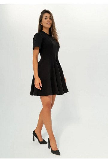 Nela - Black mini flared dress