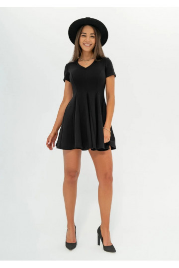 Lila - Black mini flared dress 2