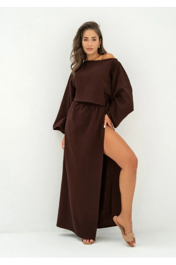 Terea - Brown muslin maxi...