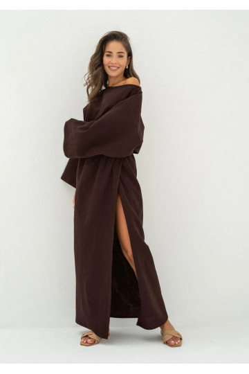 Terea - Brown muslin maxi... 2