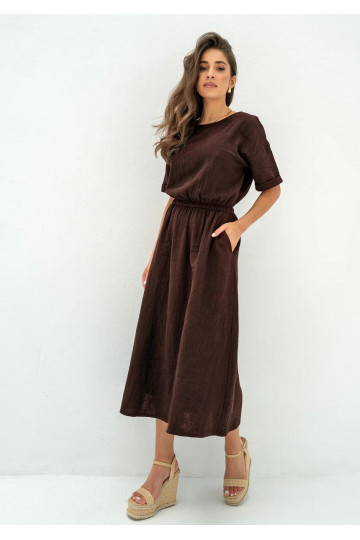Greta - Brown muslin midi...