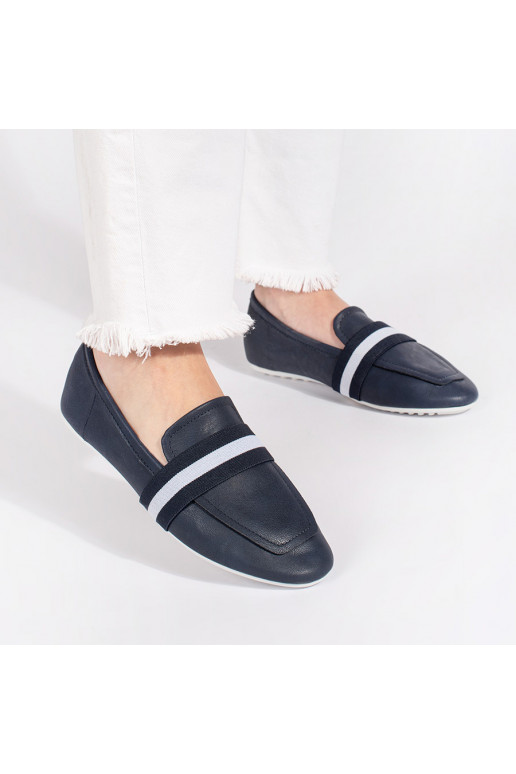 dark blue elegant ballerinas slip-on