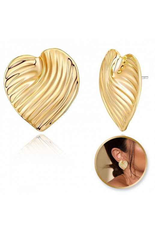 Earrings Hearts andstali  platerowane cover with gold, ryflowane,  KST3316