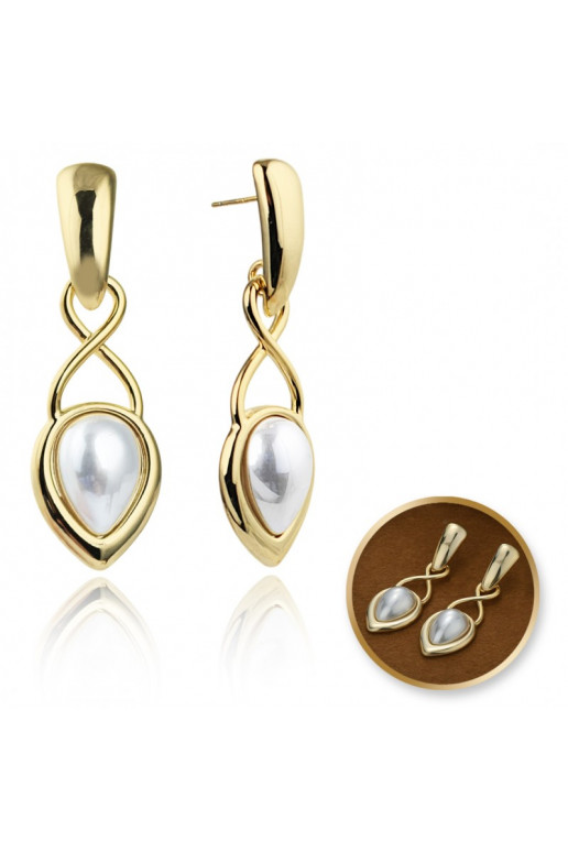 Dangling earrings andstali  platerowane cover with gold, , perły KST3340