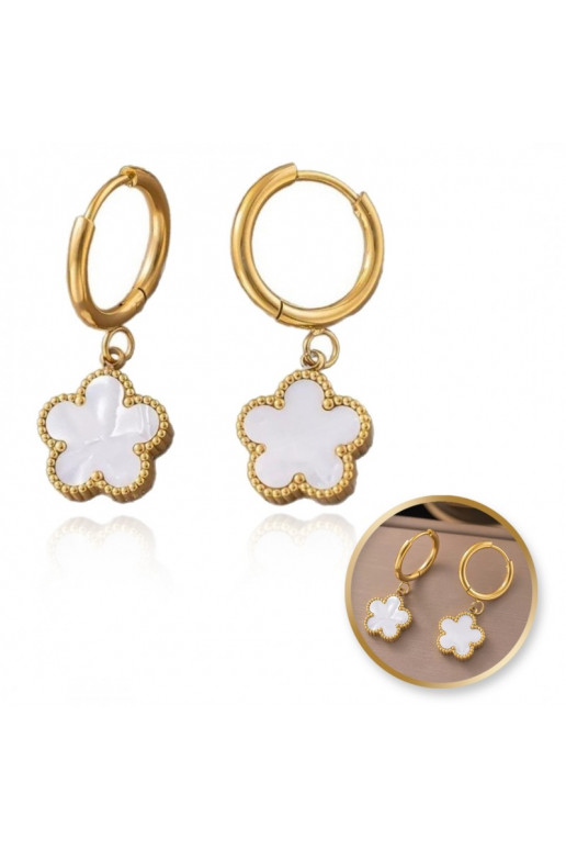 Stainless steel earrings platerowane cover with gold, masa perłowa KST3390