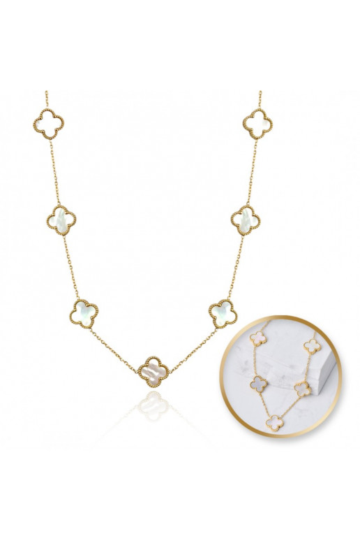 Necklace from stainless steel  żyłki, koniczynki, masa perłowa NST2176