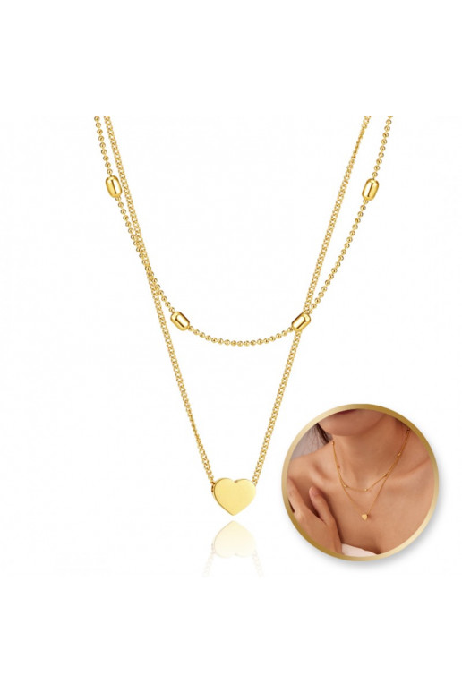 Necklace from stainless steel , podwójny, The heart NST2145