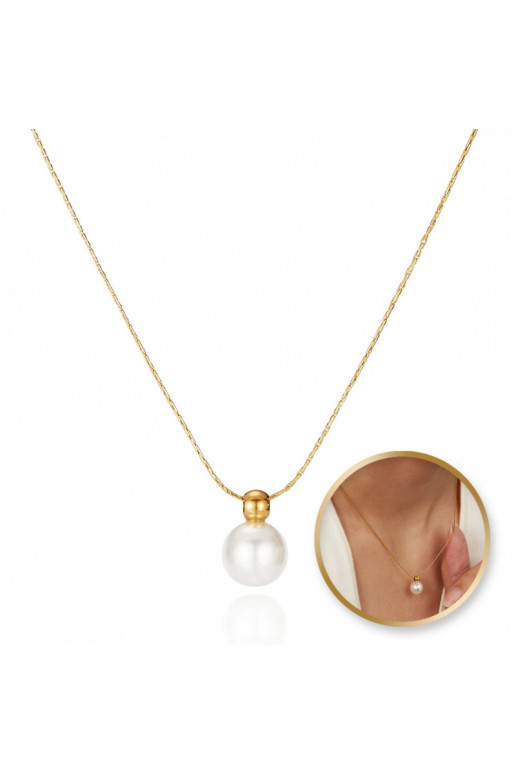 Necklace from stainless steel , elegancki, with decorative pearls NST2147