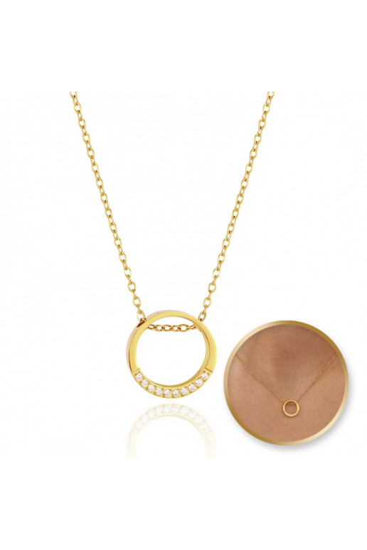 Necklace from stainless steel , elegancki, KOŁO cyrkonie NST2150