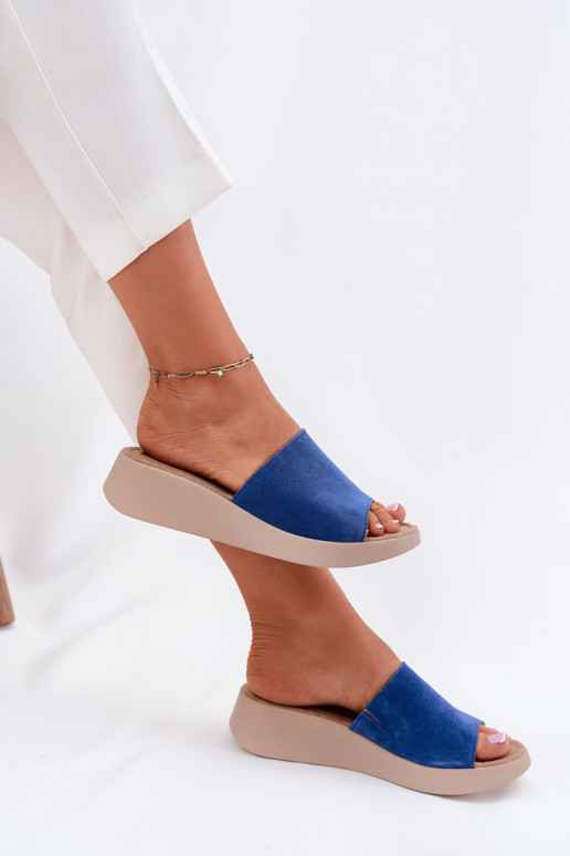 Women's Suede Wedge Sandals Panto Fino Blue RR267041
