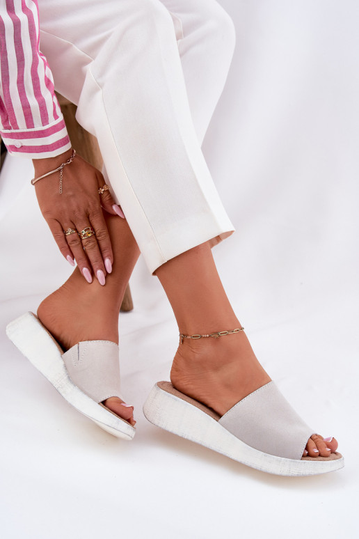 Suede Women Wedge Sandals Panto Fino RR267044 Gray