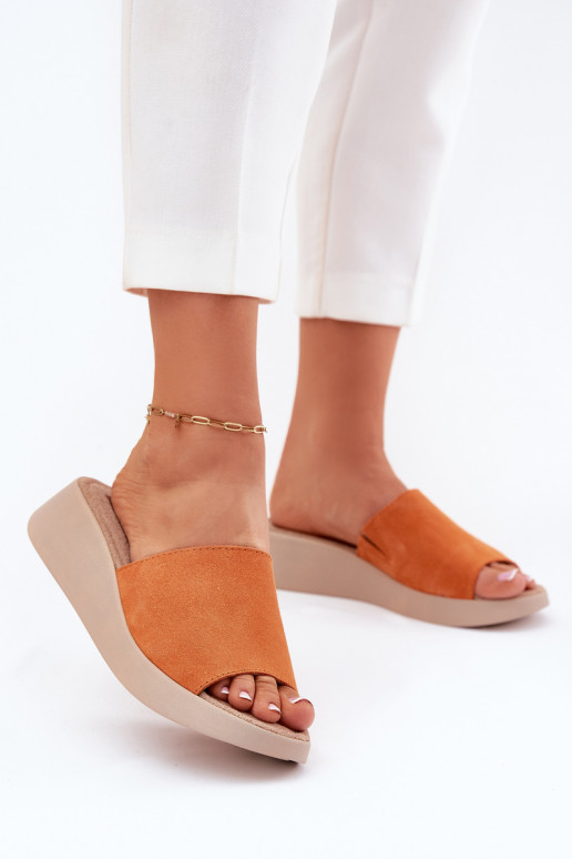 Women's Suede Wedge Sandals Panto Fino Orange RR267039
