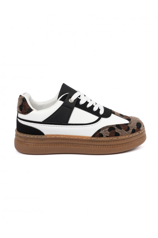 Sneakers model shoes black and white z wstawkami leopard print