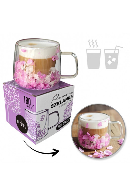 Szklanka termiczna withhortensją w środku  180 ml 1pcs. SZK172