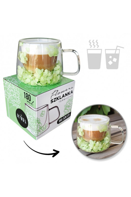 Szklanka termiczna withhortensją w środku, zielona 180 ml 1pcs. SZK173