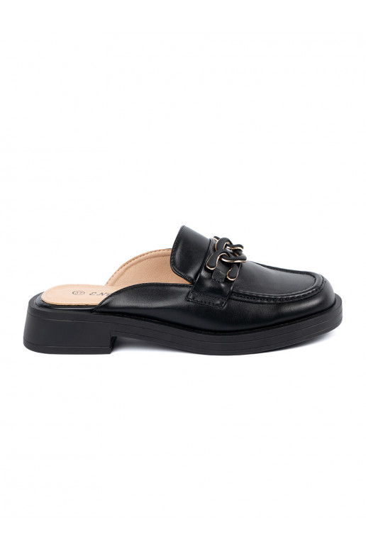black slippers  eco leather on a low heel