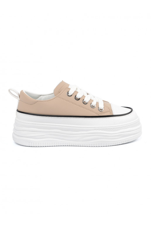 Beige sports shoes with platform