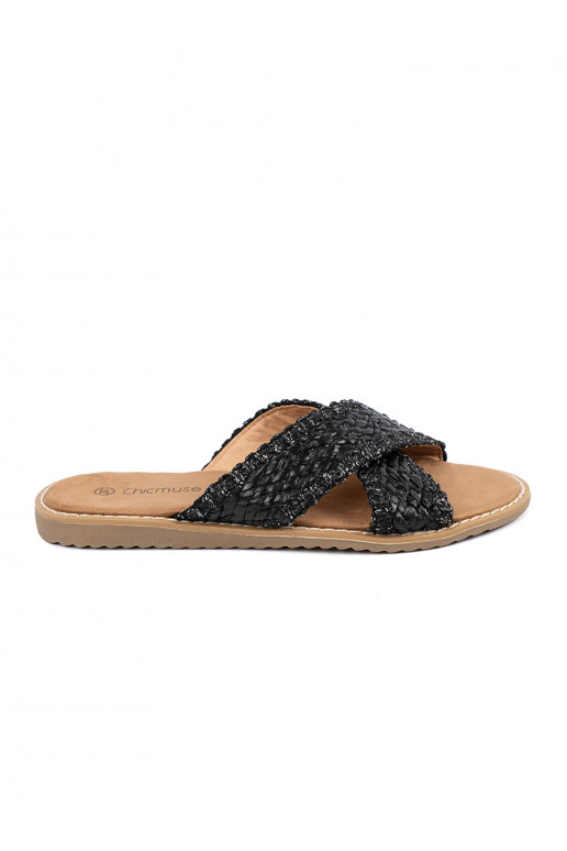 with patterns black slippers  womens