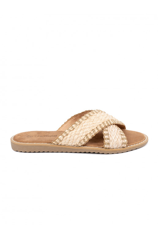 beige slippers  womens braided