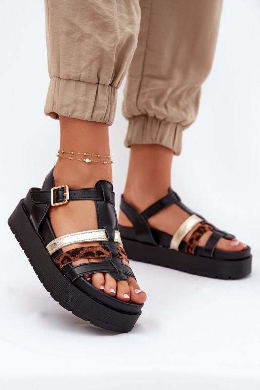 Women's Sandals With Straps On Platform Black Gallari