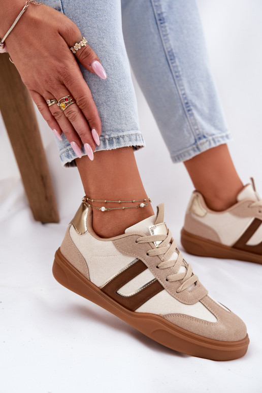 Women's Sneakers Made Of Eco Suede Beige Satylies