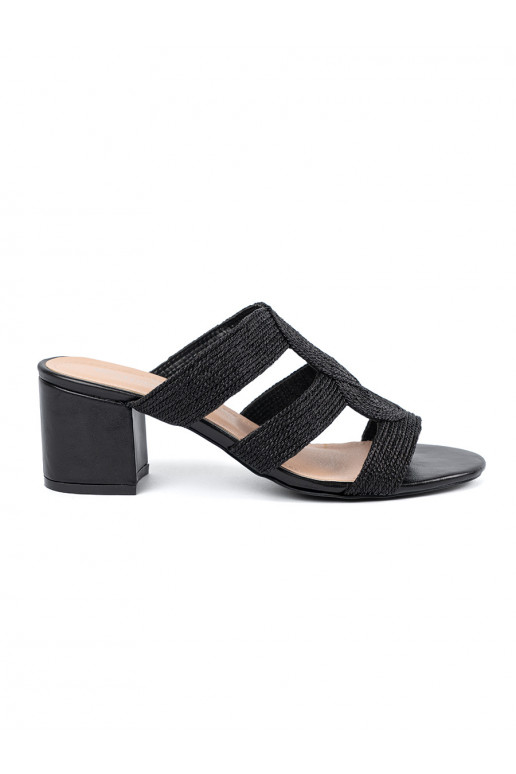 sandals black on highheels braided