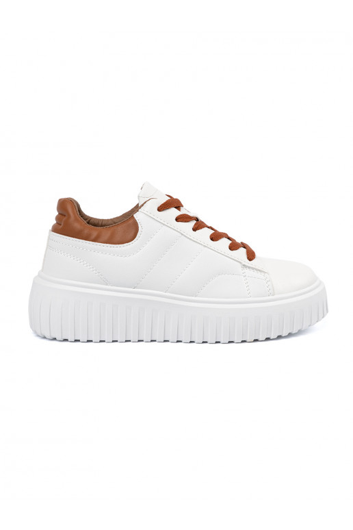 White color Sneakers brownmi wstawkami