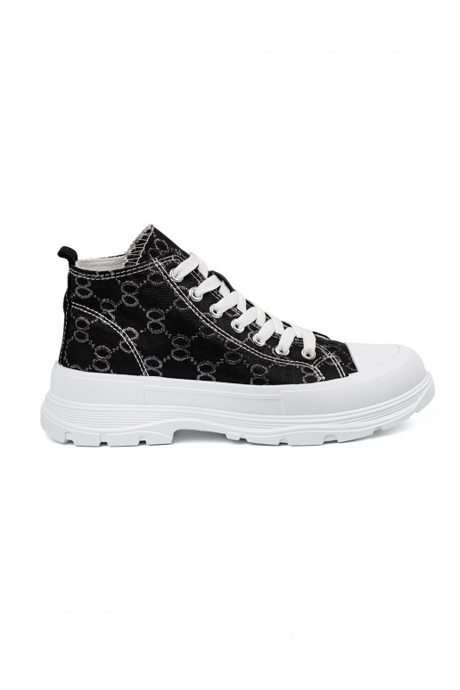 with laces black shoes with platform