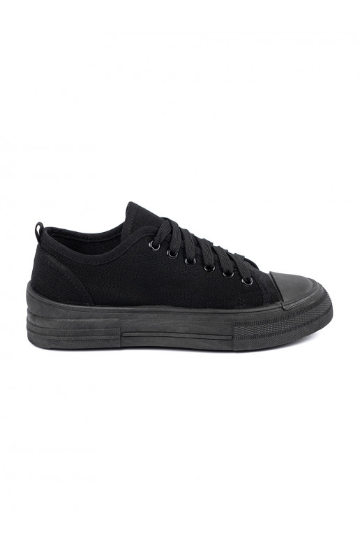 Comfortable black shoes z krótką cholewką