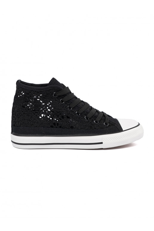 with elements of openwork black shoes high
