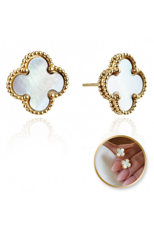 Stainless steel earrings platerowane cover with gold, , masa perłowa KST3370