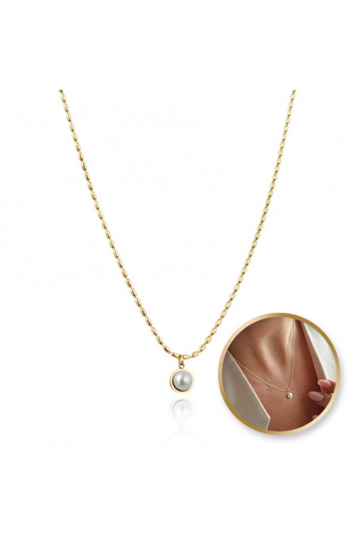 Necklace from stainless steel  with decorative pearls NST2181