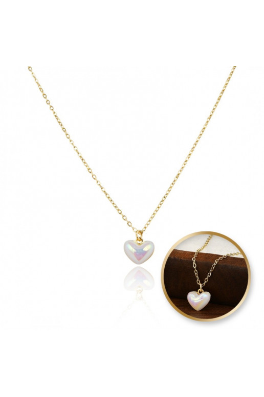 Necklace from stainless steel , The heart masa perłowa NST2170