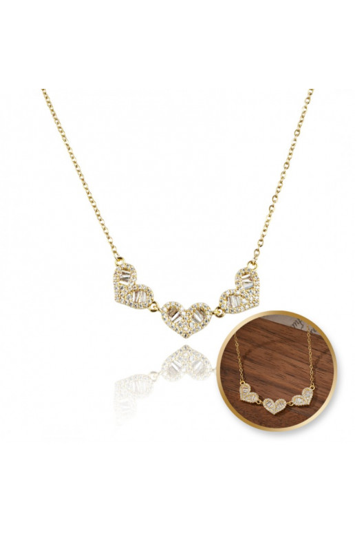 Necklace from stainless steel , Hearts cyrkonie NST2168
