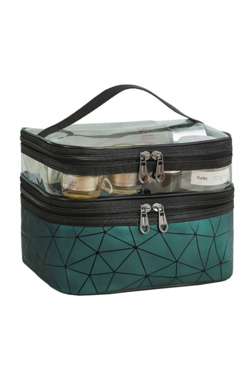 Folding cosmetics bag geometryczna zielona 23x15,5x9cm KS35WZ1