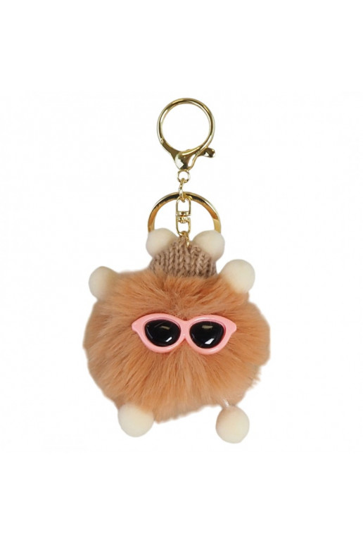 Keychain ludzik Pompon withczapką andokularami brązowy BRL336BR