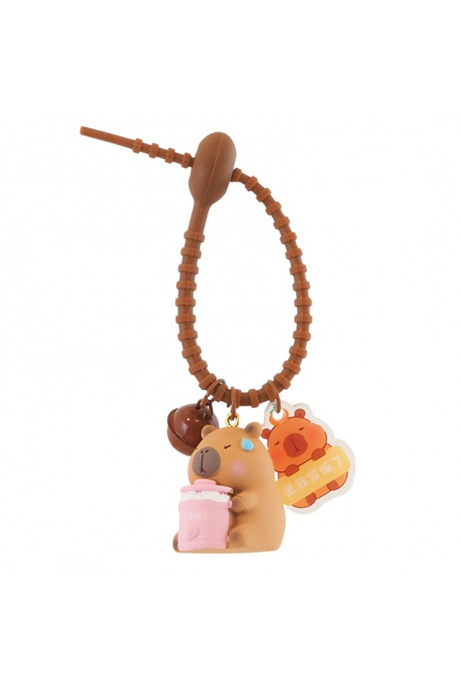 Keychain Kapibara 3,6 x 2,7 cm andsłoiczkiem, przywieszką anddzwoneczkiem BRL337
