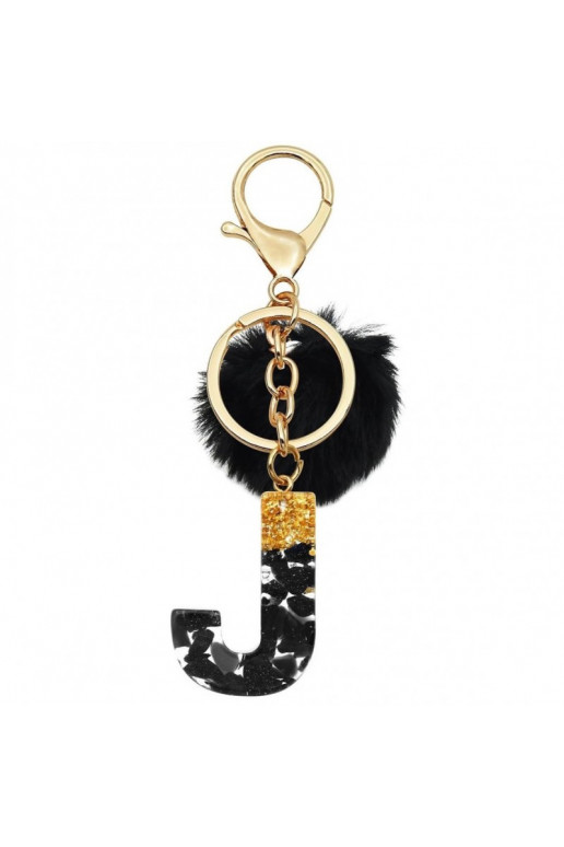 Keychain LITERKA "J" czarno-gold , żywica BRL342J