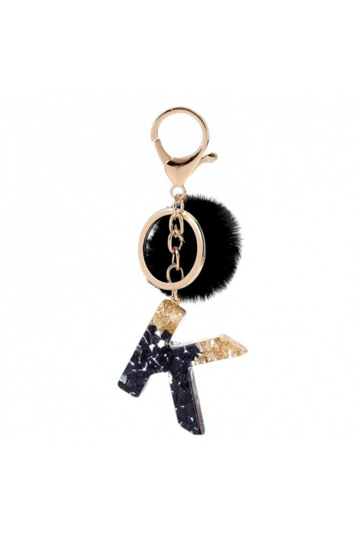 Keychain LITERKA "K" czarno-gold , żywica BRL342K