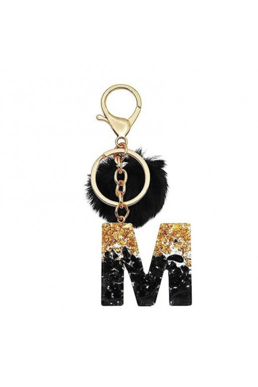 Keychain LITERKA "M" czarno-gold , żywica BRL342M